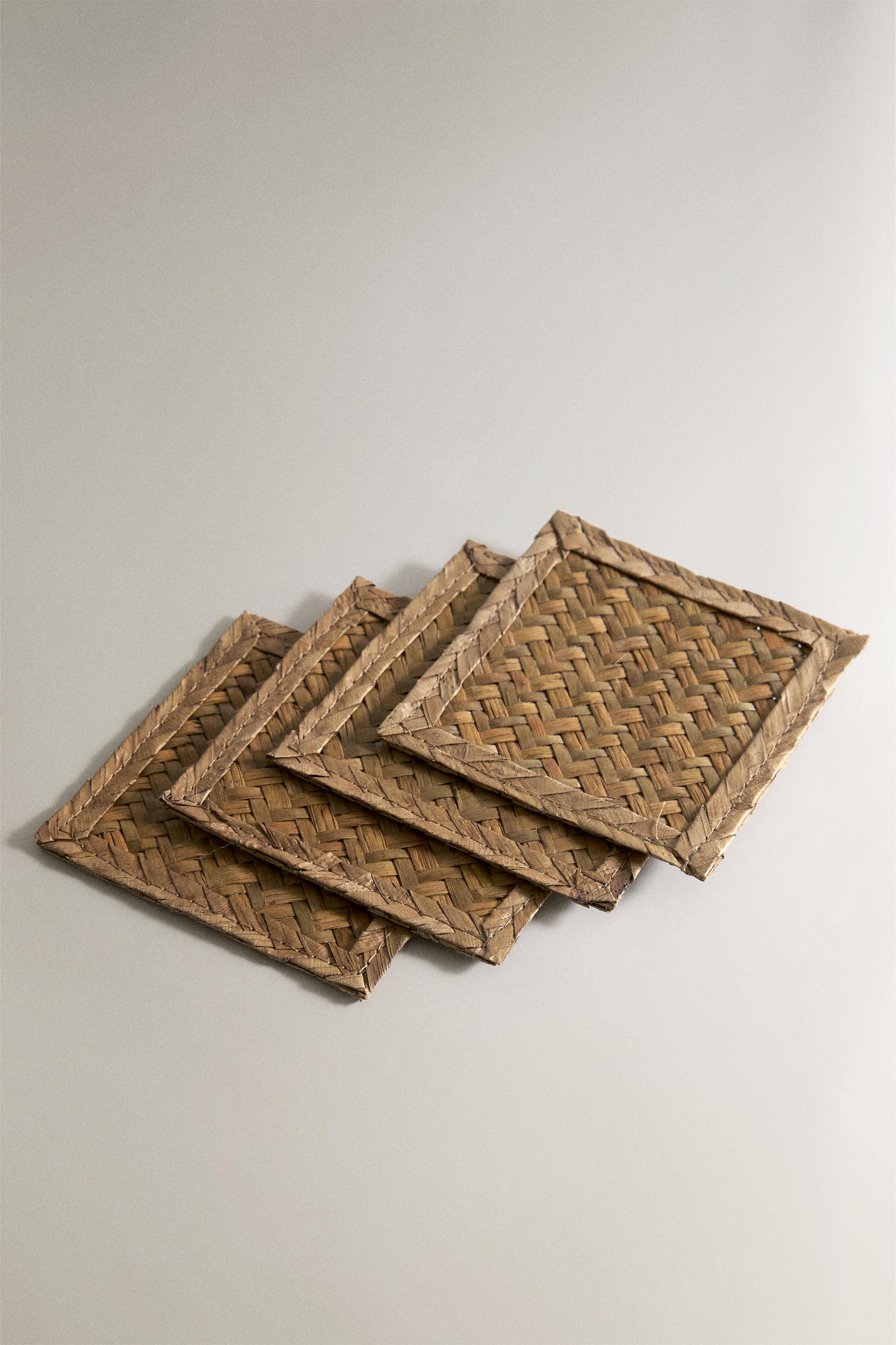 LOT DE 4 DESSOUS DE VERRE EN JONC DE MER